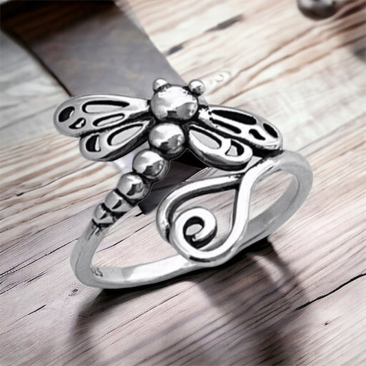 Sterling Silver Dragonfly Wrap Ring