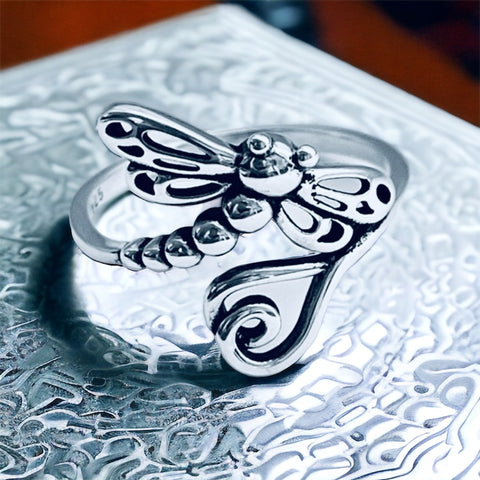 Sterling Silver Dragonfly Wrap Ring