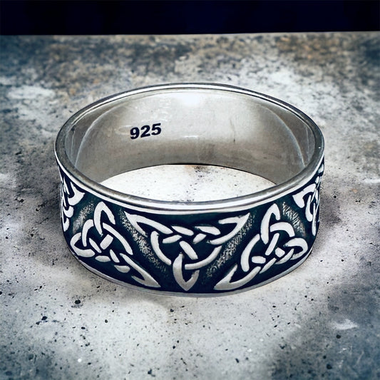 Sterling Silver Extra Wide Celtic Triquetra Band