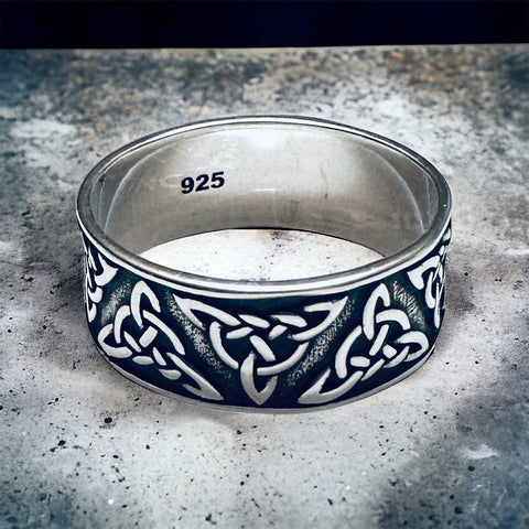 Sterling Silver Extra Wide Celtic Triquetra Band