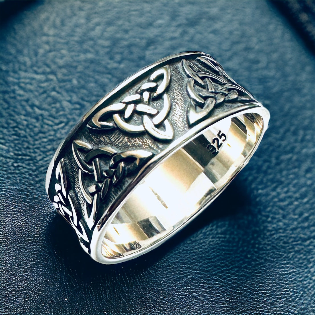 Sterling Silver Extra Wide Celtic Triquetra Band