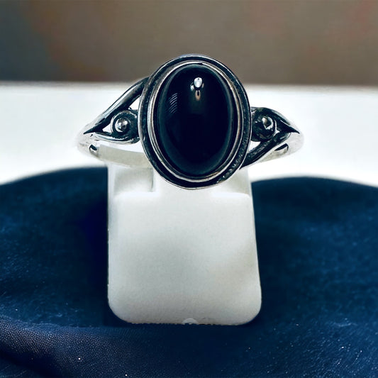 Sterling Silver Onyx Stone Ring