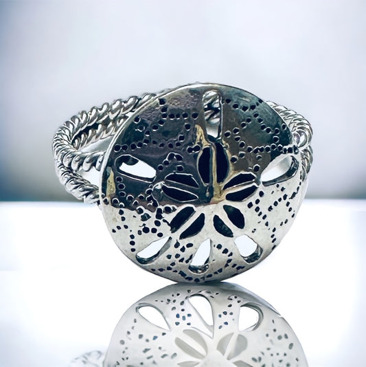 Sterling Silver Large Sand Dollar Ring