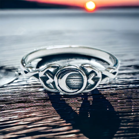 Sterling Silver Celtic Moon Ring