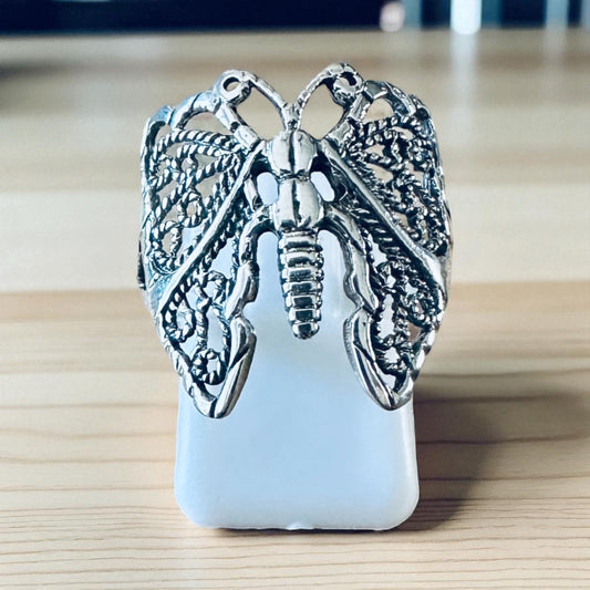 Sterling Silver Large Filigree Butterfly Ring