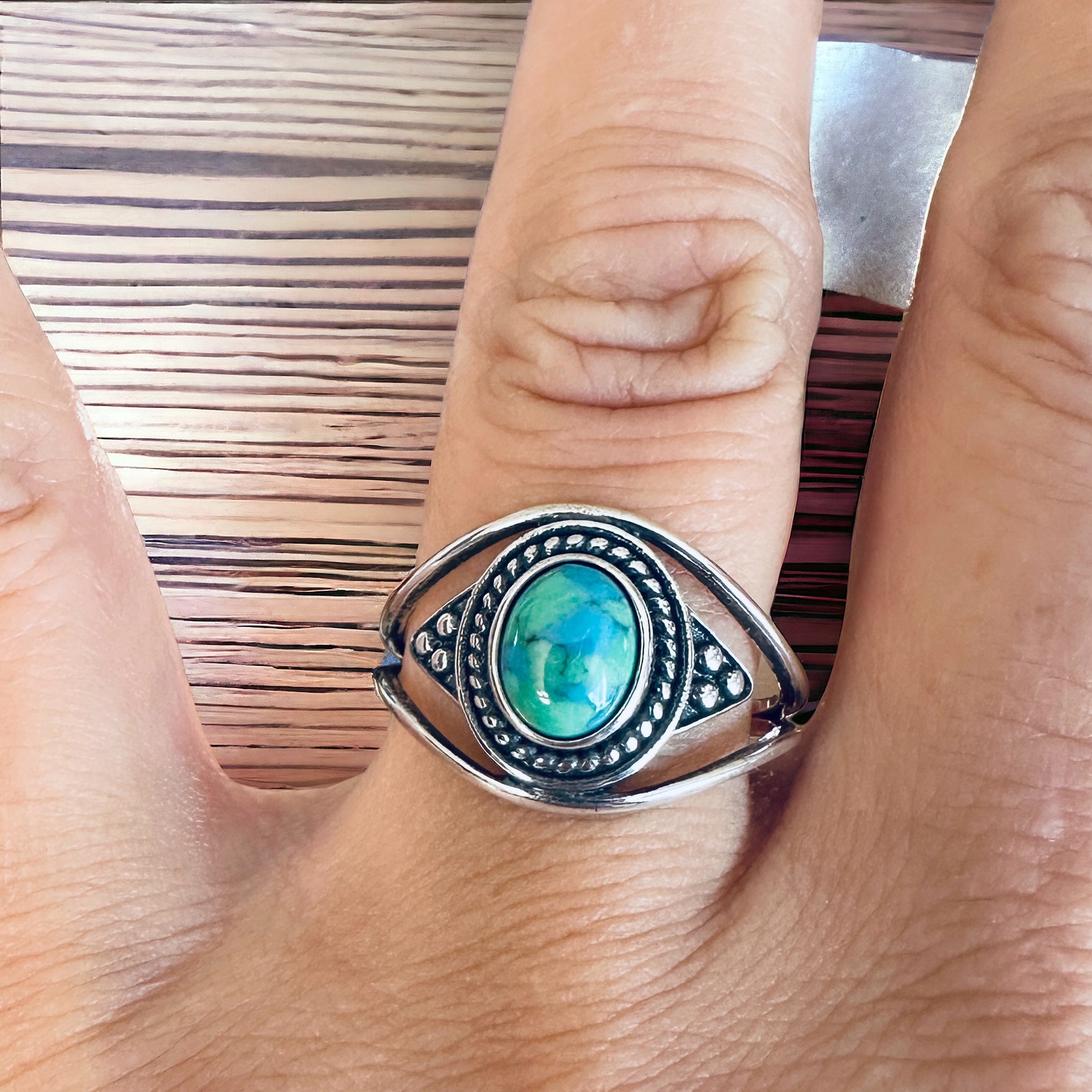 Sterling Silver Genuine Turquoise Stone Ring