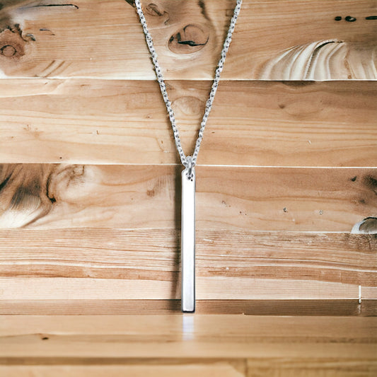 Sterling Silver Engraveable Bar Necklace