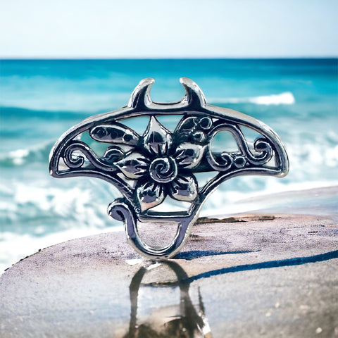 Sterling Silver Tropical Stingray Ring