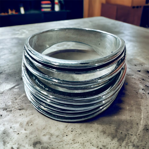 Sterling Silver Multi Layers Dome Ring