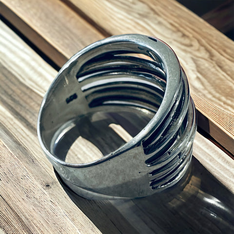 Sterling Silver Multi Layers Dome Ring