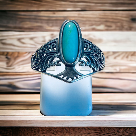 Sterling Silver Turquoise Stone Tree Ring
