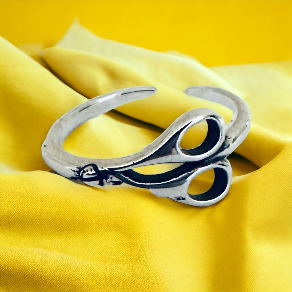 Sterling Silver Scissors Adjustable Toe Ring
