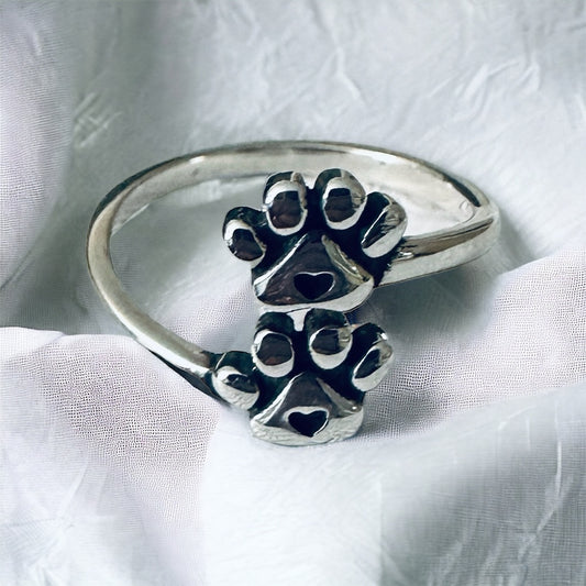 Sterling Silver Adjustable Paw Print Toe Ring