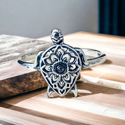 Sterling Silver Tropical Turtle Adjustable Toe Ring