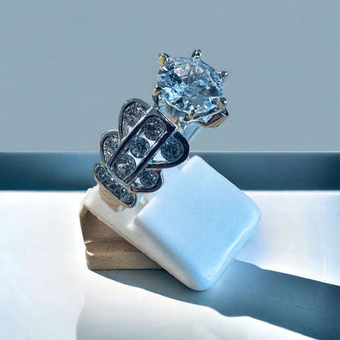 Sterling Silver Brilliant Cut CZ Engagement Ring