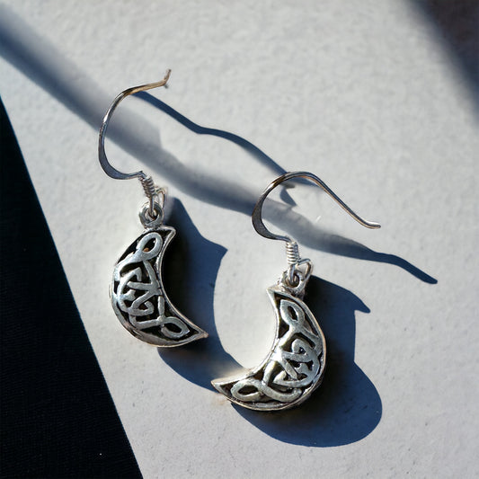 Sterling Silver Celtic Half Moon Earrings