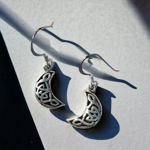 Sterling Silver Celtic Half Moon Earrings