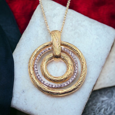 Sterling Silver Large Triple Circle Statement Necklace