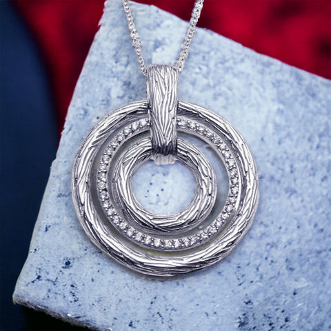 Sterling Silver Large Triple Circle Statement Necklace