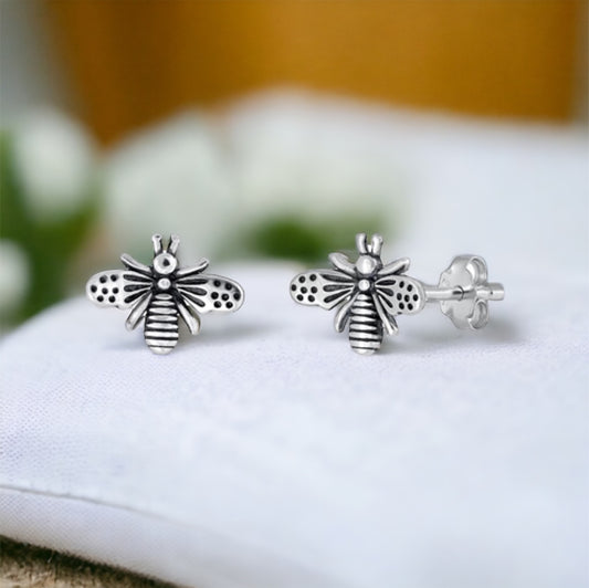 Sterling Silver Bumble Bee Stud Earrings