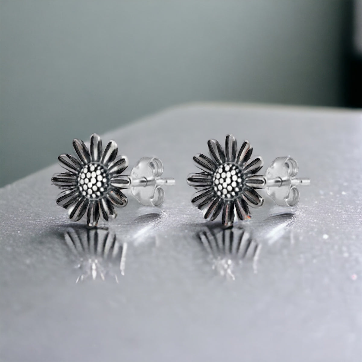 Sterling Silver Daisy Stud Earrings