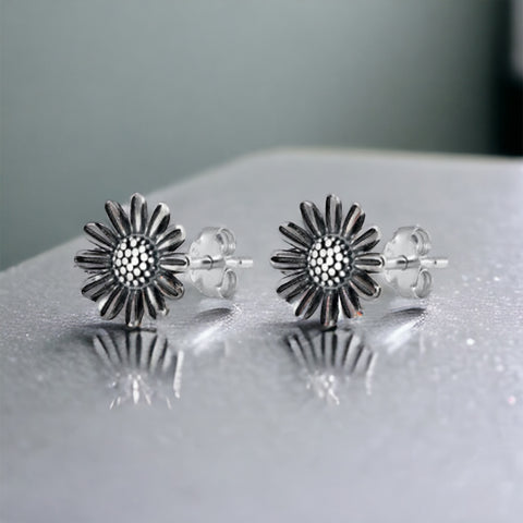Sterling Silver Daisy Stud Earrings