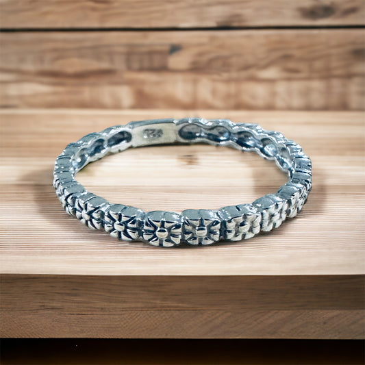 Sterling Silver Solid Flowers Thumb Ring
