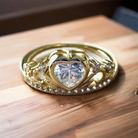 Sterling Silver 14K GP CZ Crown Ring