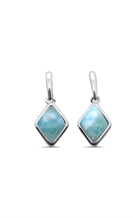 Sterling Silver Genuine Larimar Stone Earrings