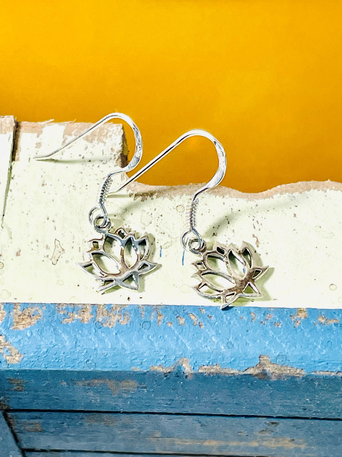 Sterling Silver Lotus Flower Dangle Earrings