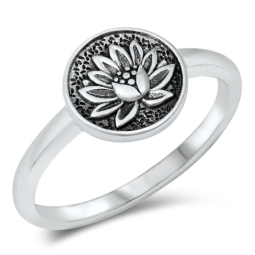 Sterling Silver Solid Lotus Flower Ring