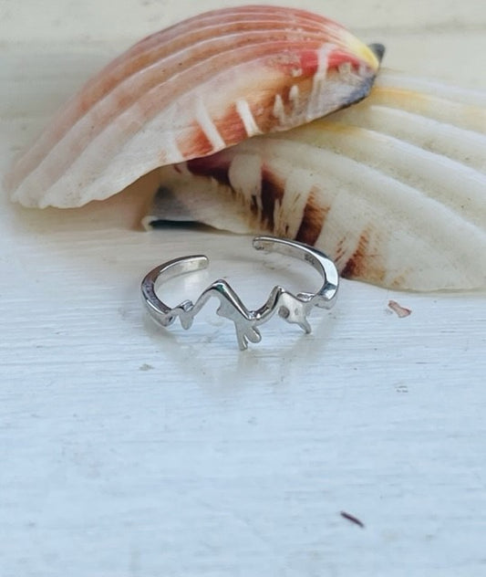 Sterling Silver Mountain Range Adjustable Toe Ring