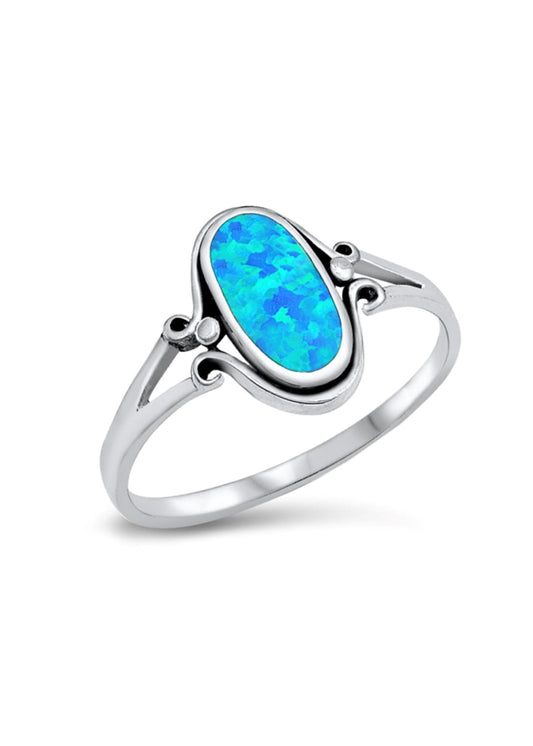 Sterling Silver Blue Fire Opal Ring