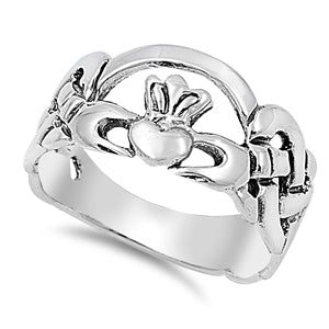 Sterling Silver Wide Solid Claddagh Band Ring