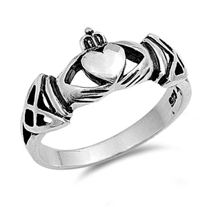 Sterling Silver Unisex Heavy Claddagh Ring