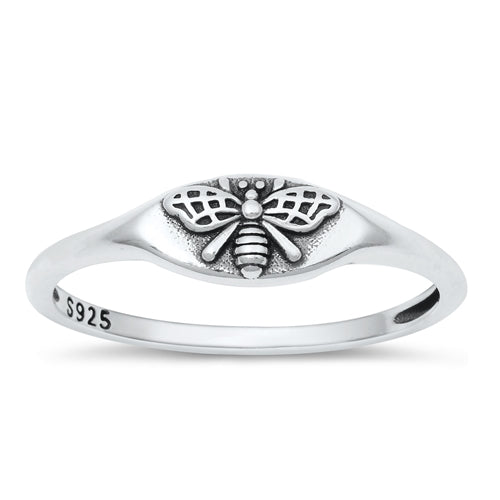 Sterling Silver Solid Bee Band Ring