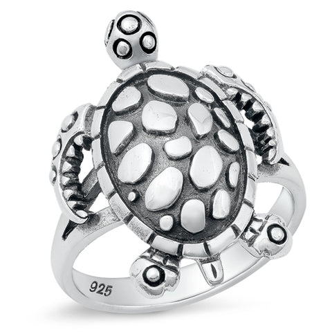 Sterling Silver Large Statement Sea Turtle Ring