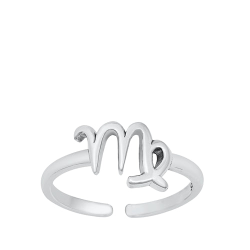 Sterling Silver Virgo Zodiac Adjustable Toe Ring