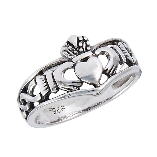 Sterling Silver Unisex Woven Claddagh Band Ring