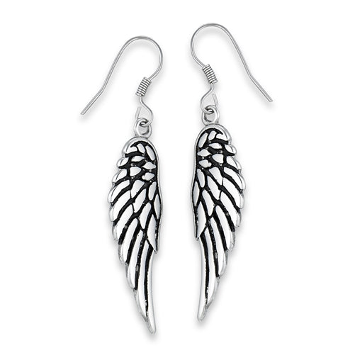 Stainless Steel Angel Wings Dangle Earrings