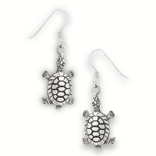 Sterling Silver Sea Turtle Dangle Earrings