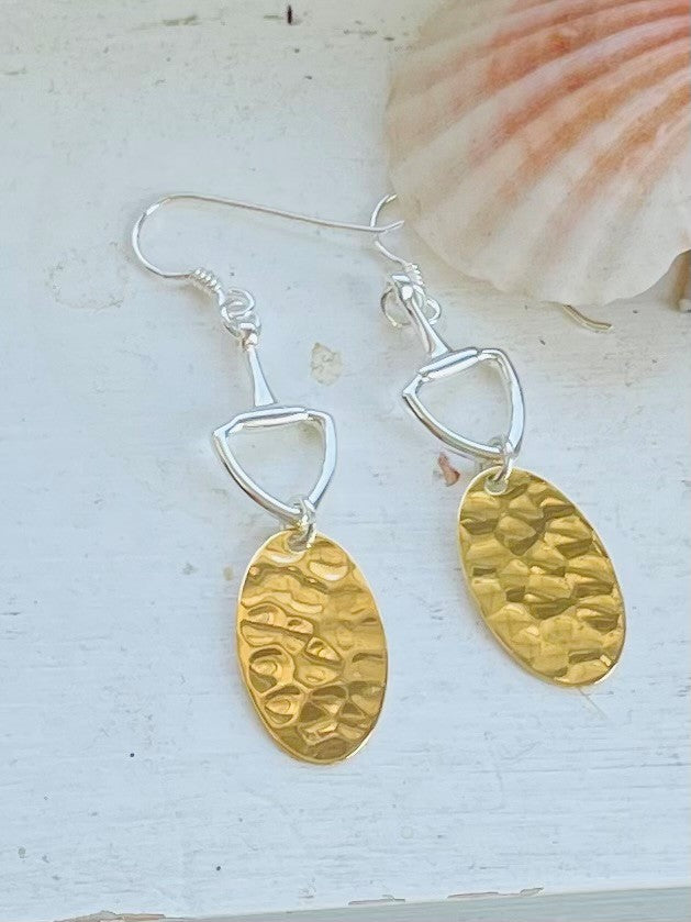 Sterling Silver Two-Tone Hammered Disc Statement Earrings