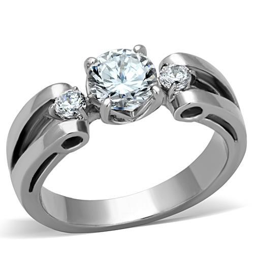 Stainless Steel 1ct CZ Wedding Ring
