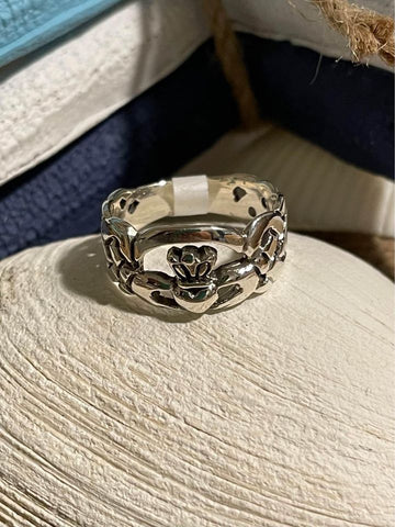 Sterling Silver Wide Solid Claddagh Band Ring