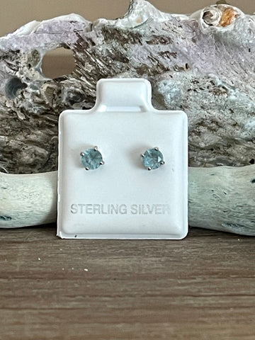 Sterling Silver Round 4mm CZ Color Birthstone Stud Earrings