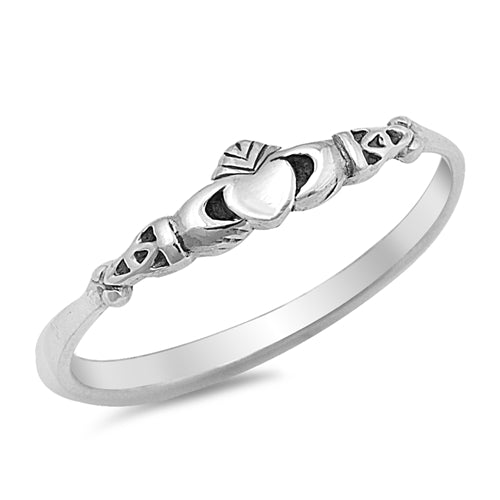 Sterling Silver Mini Celtic Claddagh Band