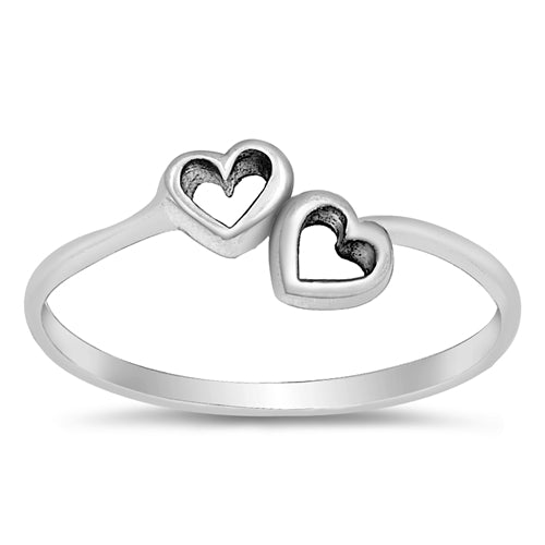 Sterling Silver Double Heart RIng