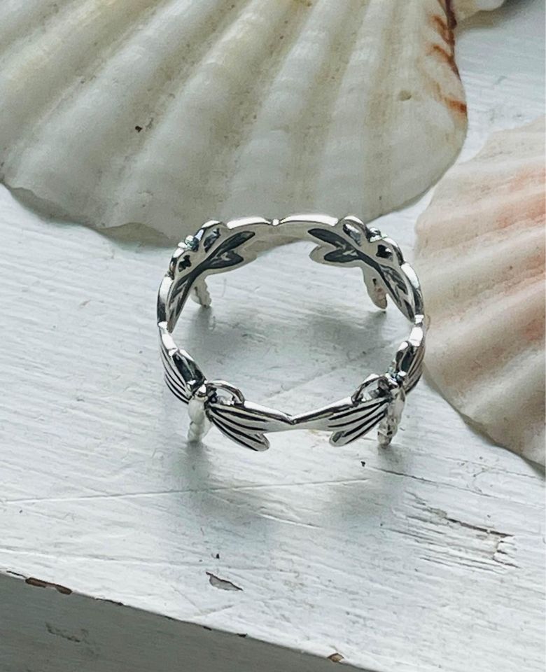 Sterling Silver Dragonfly Eternity Ring
