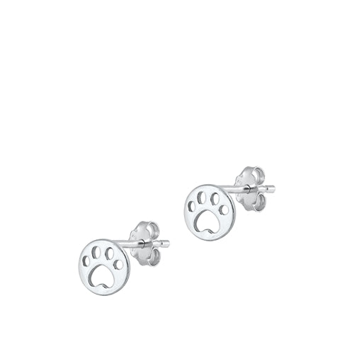 Sterling Silver Paw Print Stud Earrings