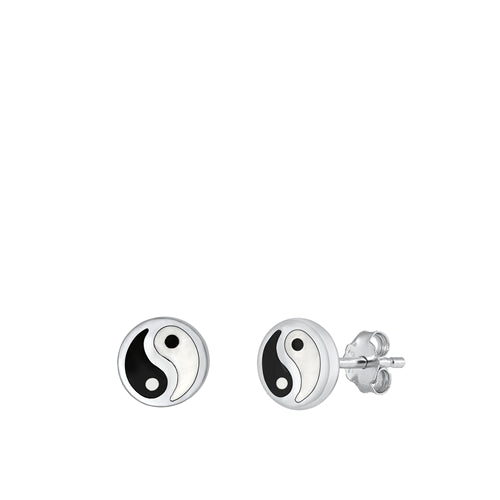Sterling Silver Yin & Yang Stud Earrings